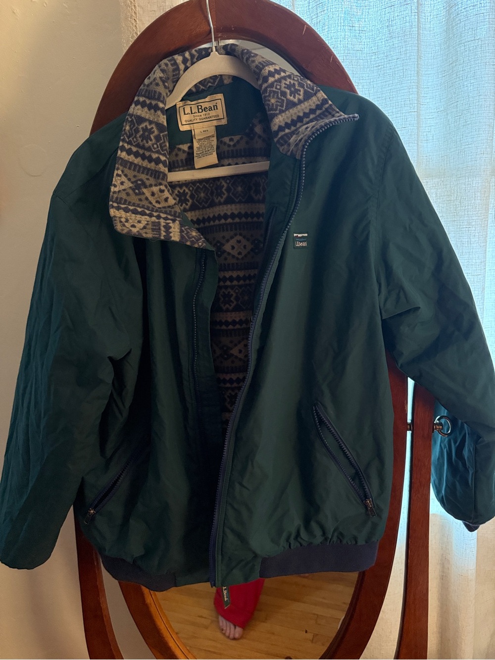L.L. Bean Women’s Teal Jacket with Patterned Fleece